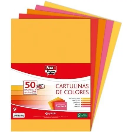 Grafoplas Pack 50 Cartulinas Fixo Paper DIN A4 180g Colores Fuertes Grafoplas Pack 50 Cartulinas Fixo Paper DIN A4 180g Colores Fuertes